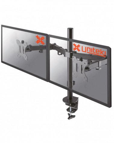 UNITEKI FMT72 черный, кронштейн для двух мониторов, горизонтально на стол со струбциной , диагональ 17-32 дюйма
