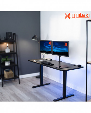 UNITEKI FMT72 черный, кронштейн для двух мониторов, горизонтально на стол со струбциной , диагональ 17-32 дюйма