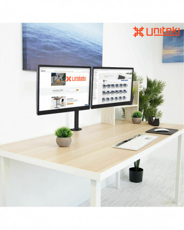 UNITEKI FMT72 черный, кронштейн для двух мониторов, горизонтально на стол со струбциной , диагональ 17-32 дюйма