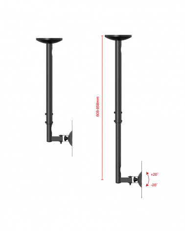 UniTeki LCD2101 черный потолочный кронштейн для диагонали 23"-43", 608-858мм