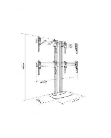 Vogels F2264 Silver напольный стационарный стенд для видеостены 2х2 из дисплеев с диагональю экрана 42-55
