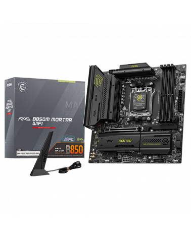Материнская плата MSI MAG B850M MORTAR WIFI B850, AM5, 4*DDR5, 1*PCIEx16, 1*PCIEx4, 3*M.2, 3*TypeC, 3*USB3.2Gen2, 6*USB3.2Gen1, 