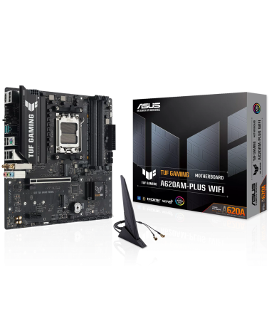 Материнская плата ASUS TUF GAMING A620AM-PLUS WIFI AM5 mATX 4xDDR4 PCIEx16 2xPCIEx1 2xM.2 2xDP HDMI 2.5GLAN WIFI 6