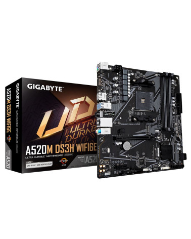 Материнская плата Gigabyte A520M DS3H WF6E A520, AM4, 4xDDR4, 1_PCI-Ex16,4_M.2, 6_USB3.2Gen1, 8_USB2.0, 4*SATA3.0, 1G, DP, HDMI,