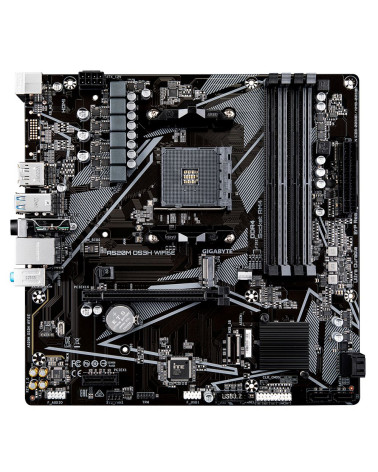 Материнская плата Gigabyte A520M DS3H WF6E A520, AM4, 4xDDR4, 1_PCI-Ex16,4_M.2, 6_USB3.2Gen1, 8_USB2.0, 4*SATA3.0, 1G, DP, HDMI,