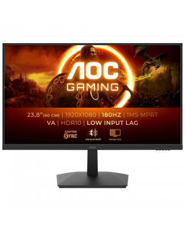 Монитор 23.8" AOC 24G15N2 Black ((VA, 1920x1080, 180Hz, 1 ms, 178°/178°, 250 cd/m, 80M:1, +HDMI 2.0, +DisplayPort 1.4) ) 