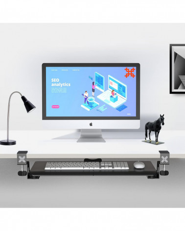 UNITEKI KBT680T полка для клавиатуры, подставка для мыши к столу на струбцинах с наклоном и выдвижением, чёрная