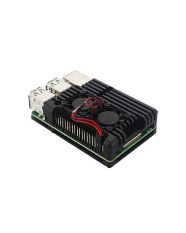 Корпус ACD RA458   Black Metal Aluminum Case with double Fans for Raspberry Pi 3B/3B+ (RASP2244)