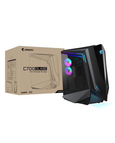 Корпус Gigabyte AORUS C700 Glass FullTower, E-ATX, USB-C x1, USB3.0 X4, HDMI x1, Audio I/O, Black, TG