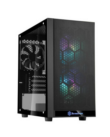 Корпус Silverstone SST-PS15B-PRO Precision Mini Tower Micro ATX Computer Case, tempered glass, 2x 120mm ARGB, 1x ARGB Controller