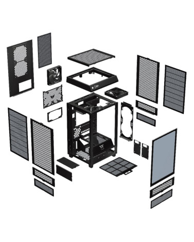 Корпус Thermaltake The Tower 200/Black/Win/SPCC/Tempered Glass*1/CT140 Fan*2/Color Box