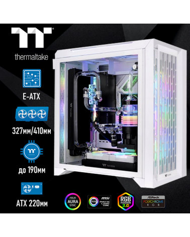 Корпус Thermaltake CA-1X7-00F6WN-01 CTE C700 TG ARGB Snow/White/Win/SPCC/Tempered Glass*2/CT140 ARGB Fan*3/Brown Box