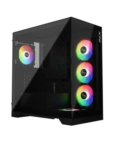 Корпус XPG INVADER X BLACK (INVADERXMT-BKCWW) Mid-Tower Gaming ATX PC Case with Panoramic View, Tempered Glass Panels, and RGB L