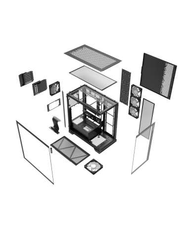 Корпус XPG INVADER X BLACK (INVADERXMT-BKCWW) Mid-Tower Gaming ATX PC Case with Panoramic View, Tempered Glass Panels, and RGB L