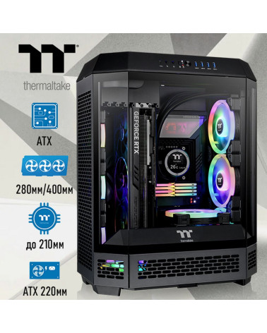 Корпус Thermaltake CA-1Z1-00M1WN-00 Win/SPCC/Tempered Glass*3/CT140 Fan*2/Color Box/With Screen Metal Panel