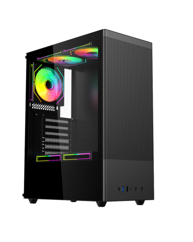 Корпус для ПК ACD Citadel 108B ATX, Type-C + 2XUSB ports + HD audio combo, Mesh, TG, Black.