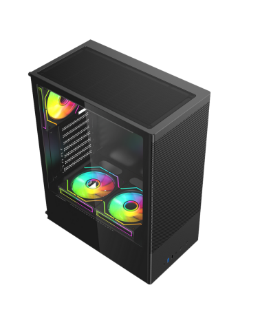 Корпус для ПК ACD Citadel 108B ATX, Type-C + 2XUSB ports + HD audio combo, Mesh, TG, Black.