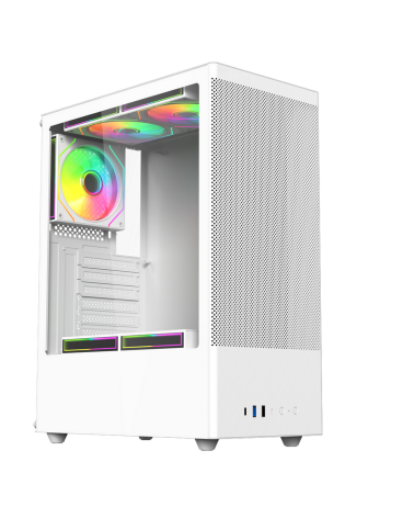 Корпус для ПК ACD Citadel 108W ATX, Type-C + 2XUSB ports + HD audio combo, Mesh, TG, White.