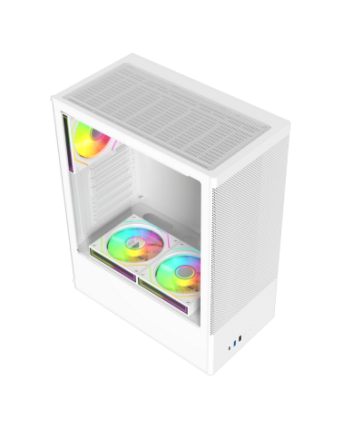 Корпус для ПК ACD Citadel 108W ATX, Type-C + 2XUSB ports + HD audio combo, Mesh, TG, White.