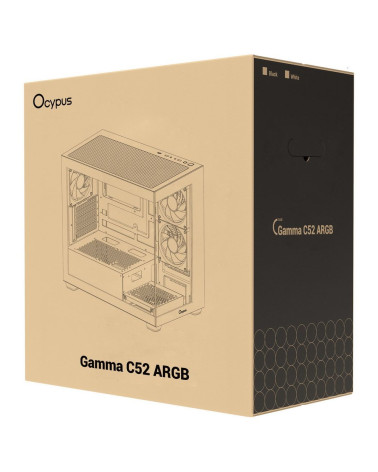 Корпус для ПК Case Ocypus Gamma C52 WH ARGB mATX / win / white / 3 ARGB fans / no PSU / Tempered Glass