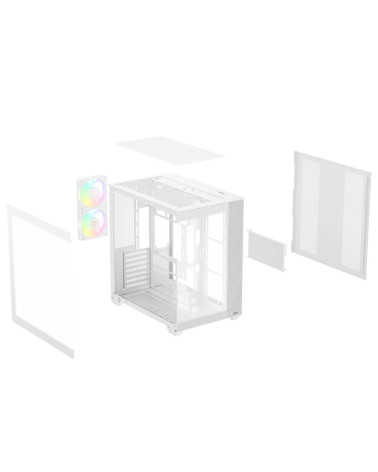 Корпус для ПК Ocypus  Delta C74 WH ARGB ATX / win / white / 2 ARGB fans / no PSU /Tempered Glass