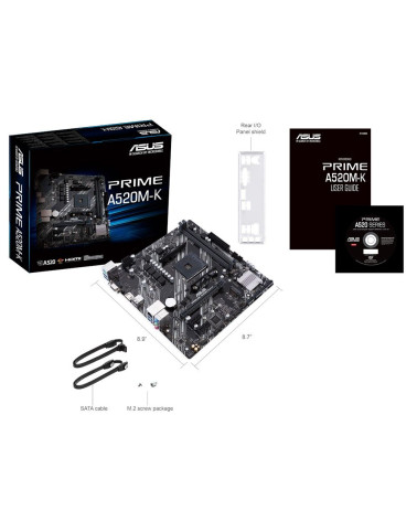 Материнская плата ASUS PRIME A520M-K AM4 mATX 2xDDR4 PCI-Ex16 2xPCI-Ex1 M.2 HDMI VGA GLAN 10