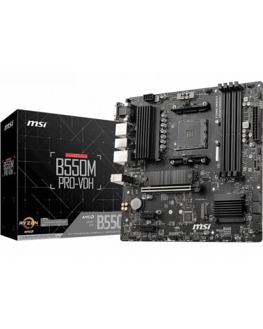 Материнская плата MSI B550M PRO-VDH B550, AM4, 4*DDR4, 1*PCIEx16, 2*PCIEx1, 2*M.2, 1*TypeC, , 6*USB3.2Gen1, 6*USB2.0, 4*SATA3.0,
