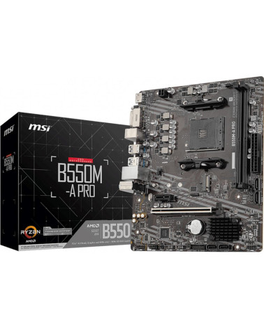 Материнская плата MSI B550M-A PRO B550, AM4, 2*DDR4, 1*PCIEx16, 1*PCIEx1, 1*M.2, 6*USB3.2Gen1, 6*USB2.0, 4*SATA3.0, 1G, DVI, HDM