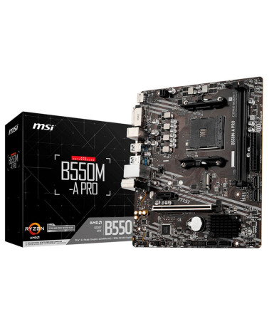 Материнская плата MSI B550M-A PRO B550, AM4, 2*DDR4, 1*PCIEx16, 1*PCIEx1, 1*M.2, 6*USB3.2Gen1, 6*USB2.0, 4*SATA3.0, 1G, DVI, HDM