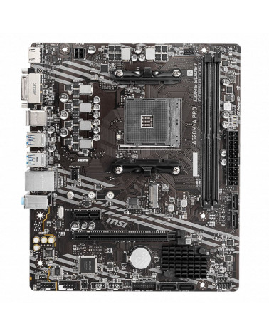 Материнская плата MSI A520M-A PRO A520, AM4, 2*DDR4, 1*PCIEx16, 1*PCIEx1, 1*M.2, 6*USB3.2Gen1, 6*USB2.0, 4*SATA3.0, 1G, DVI, HDM