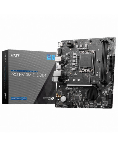 Материнская плата MSI PRO H610M-E DDR4 H610, LGA1700, 2*DDR4, 1*PCIEx16, 1*PCIEx1, 1*M.2, 4*USB3.2Gen1, 8*USB2.0, 4*SATA3.0, 1G,