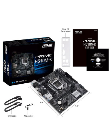 Материнская плата ASUS PRIME H510M-K R2.0 LGA1200 mATX 2xDDR4 PCIEx16 PCIEx1 M.2 HDMI VGA GLAN