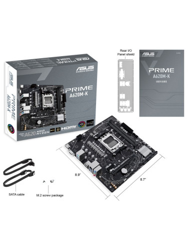 Материнская плата ASUS PRIME A620M-K AM5 mATX 2xDDR5 PCIEx16 PCIEx1 M.2 HDMI VGA GLAN