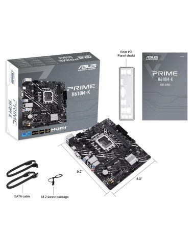 Материнская плата ASUS PRIME H610M-K LGA1700 mATX 2xDDR5 PCIEx16 PCIEx1 M.2 HDMI VGA GLAN