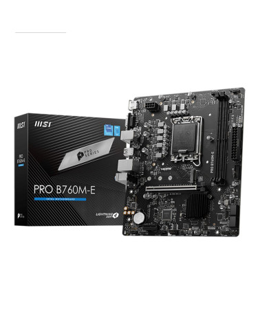 Материнская плата MSI PRO B760M-E B760, LGA1700, 2*DDR5, 1*PCIEx16, 1*PCIEx1, 1*M.2, 4*USB3.2Gen1, 8*USB2.0, 4*SATA3.0, 1G, VGA,