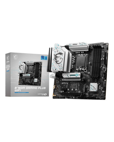 Материнская плата MSI B760M GAMING PLUS WIFI B760, LGA1700, 4*DDR5, 2*PCIEx16, 1*PCIEx1, 2*M.2, 1*TypeC, 2*USB3.2Gen2, 6*USB3.2G