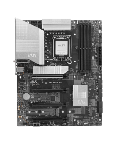 Материнская плата MSI PRO B860-P WIFI B860, LGA1851, 4*DDR5, 4*PCIEx16, 3*M.2, 1*TypeC, 2*USB3.2Gen2, 6*USB3.2Gen1, 8*USB2.0, 4*