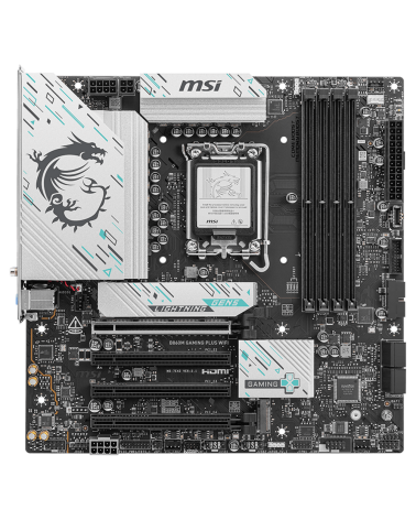 Материнская плата MSI B860M GAMING PLUS WIFI B860, LGA1851, 4*DDR5, 4*PCIEx16, 3*M.2, 1*TypeC, 1*USB3.2Gen2, 5*USB3.2Gen1, 6*USB