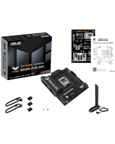 Материнская плата ASUS TUF GAMING B850M-PLUS WIFI AM5 mATX 4xDDR5 PCIEx16 PCIEx1 3xM.2 USB-C DP HDMI 2.5GLAN Wi-Fi 6Е