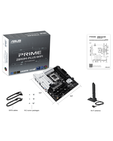 Материнская плата ASUS PRIME Z890M-PLUS WIFI LGA1851 mATX 4xDDR5 4xPCIEx16 3xM.2 USB-C DP HDMI 2.5GLAN Wi-Fi 7