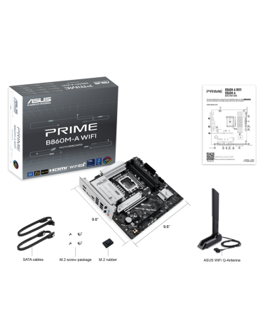 Материнская плата ASUS PRIME B860M-A WIFI LGA1851 mATX 4xDDR5 2xPCIEx16 PCIEx1 2xM.2 USB-C 2xDP HDMI 2.5GLAN Wi-Fi 6Е