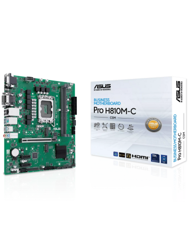 Материнская плата ASUS PRO H810M-C-CSM LGA1851 mATX 2xDDR5 PCIEx16 2xPCIEx1 2xM.2 USB-C DP HDMI DVI VGA GLAN