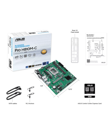 Материнская плата ASUS PRO H810M-C-CSM LGA1851 mATX 2xDDR5 PCIEx16 2xPCIEx1 2xM.2 USB-C DP HDMI DVI VGA GLAN