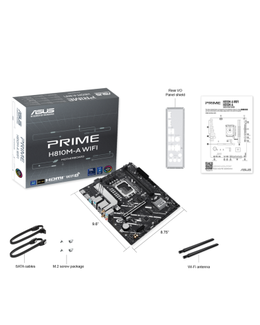 Материнская плата ASUS PRIME H810M-A WIFI LGA1851 mATX 2xDDR5 PCIEx16 PCIEx1 2xM.2 DP HDMI GLAN Wi-Fi 6