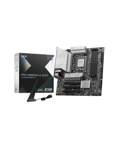 Материнская плата MSI PRO B860M-A WIFI B860, LGA1851, 4*DDR5, 4*PCIEx16, 3*M.2, 2*TypeC, 3*USB3.2Gen2, 6*USB3.2Gen1, 2*USB2.0, 4