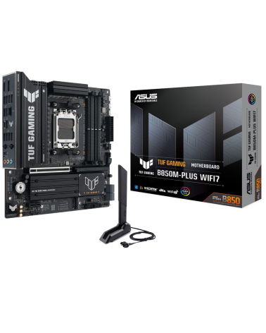 Материнская плата ASUS TUF GAMING B850M-PLUS WIFI7 AM5 mATX 4xDDR5 PCIEx16 PCIEx1 3xM.2 USB-C DP HDMI 2.5GLAN WiFi 7