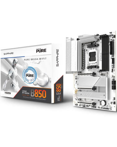 Материнская плата Sapphire B850A PURE WIFI7 B850, AM5, 4*DDR5, 3*PCIEx16, 3*M.2, 2*TypeC, 3*USB3.2Gen2, 2*USB3.2Gen1, 6*USB2.0, 