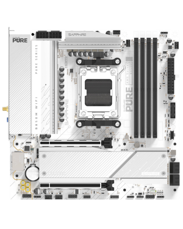 Материнская плата Sapphire B850M PURE WIFI B850, AM5, 4*DDR5, 2*PCIEx16, 2*M.2, 2*TypeC, 3*USB3.2Gen2, 2*USB3.2Gen1, 6*USB2.0, 4