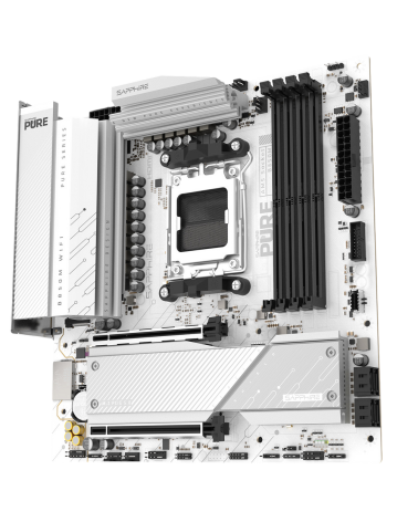 Материнская плата Sapphire B850M PURE WIFI B850, AM5, 4*DDR5, 2*PCIEx16, 2*M.2, 2*TypeC, 3*USB3.2Gen2, 2*USB3.2Gen1, 6*USB2.0, 4