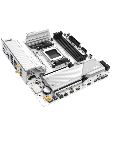 Материнская плата Sapphire B850M PURE WIFI B850, AM5, 4*DDR5, 2*PCIEx16, 2*M.2, 2*TypeC, 3*USB3.2Gen2, 2*USB3.2Gen1, 6*USB2.0, 4